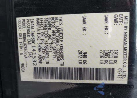 2013 Nissan Altima 2.5 Sv z USA, uszkodzony, nr VIN 1N4AL3AP8DC141532